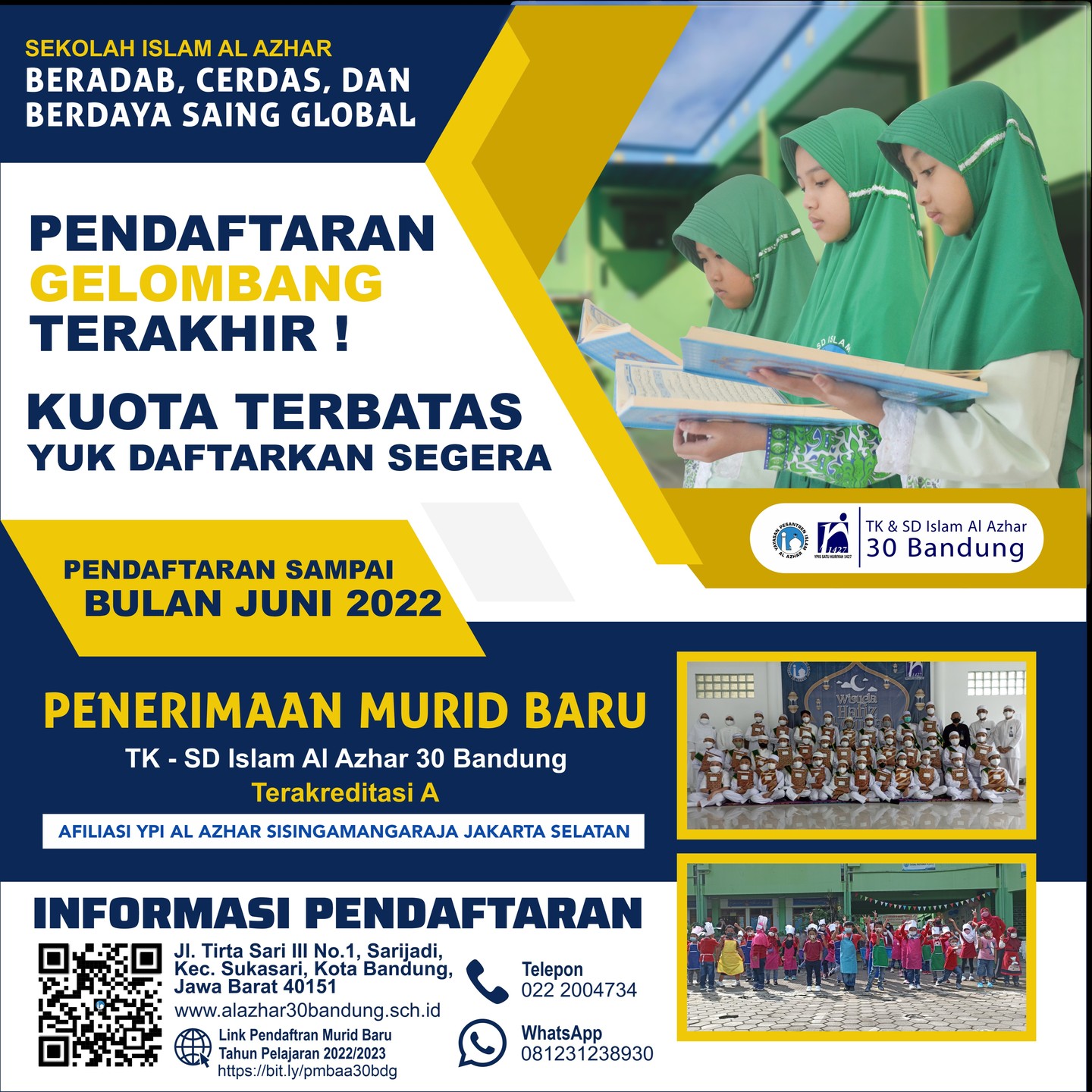 Pendaftaran Gelombang Terakhir TKSD Islam Al Azhar 30 Bandung